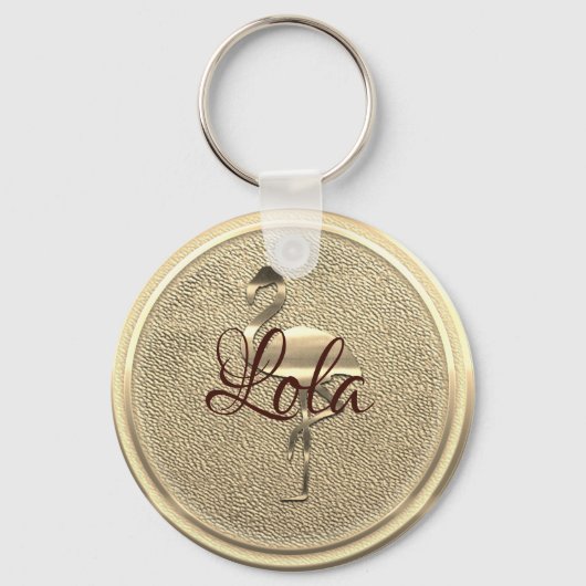Cute Gold Flamingo voegt tekst toe Sleutelhanger (Voorkant)