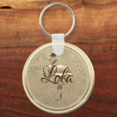 Cute Gold Flamingo voegt tekst toe Sleutelhanger (Voorkant)