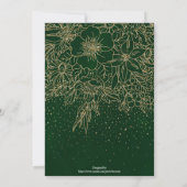 Cute Gold Floral Doodles & confetti Green Design Kaart (Achterkant)