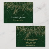 Cute Gold Floral Doodles & confetti Green Design Visitekaartje (Voorkant / Achterkant)