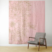 Cute Gold Floral Doodles & confetti Pink Design Ca Wandkleed (In situ)