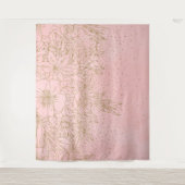 Cute Gold Floral Doodles & confetti Pink Design Ca Wandkleed (Voorkant)