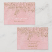 Cute Gold Floral Doodles & confetti Pink Design  Visitekaartje (Voorkant / Achterkant)