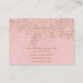 Cute Gold Floral Doodles & confetti Pink Design  Visitekaartje (Achterkant)