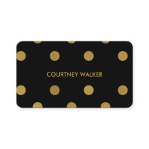 Cute gold foil & black polka dot visitekaartjes