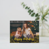 Cute Gold Foliage Prettige feestdagen Kerstmis Briefkaart (Staand voorkant)