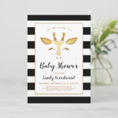 Cute Gold Giraffe Face Baby shower Invitation Kaart (Staand voorkant)