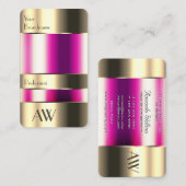 Cute Gold Glass Can Girly Pink Fluids and Monogram Visitekaartje (Voorkant / Achterkant)