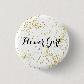 Cute Gold Glitter Bloemenmeisje Button