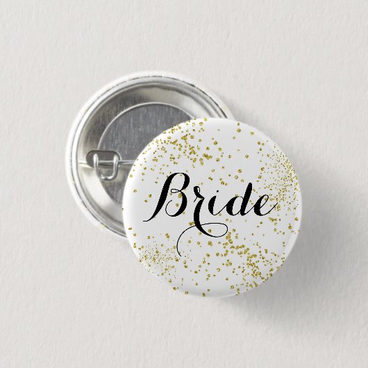 Cute Gold Glitter Bride Button (Voorkant /achterkant)