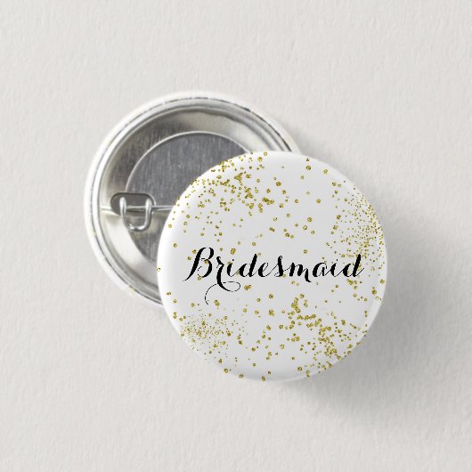 Cute Gold Glitter Bridesmaid Button (Voorkant /achterkant)