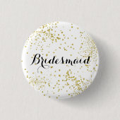 Cute Gold Glitter Bridesmaid Button (Voorkant)