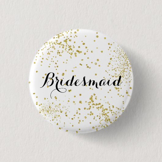 Cute Gold Glitter Bridesmaid Button (Voorkant)