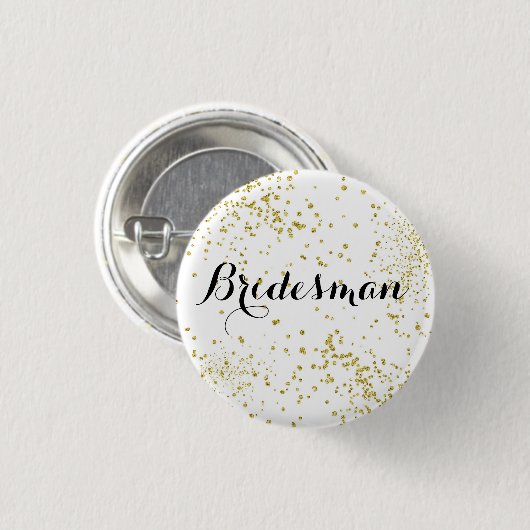 Cute Gold Glitter Bridesman Button (Voorkant /achterkant)