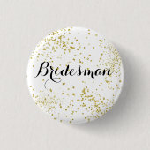 Cute Gold Glitter Bridesman Button (Voorkant)