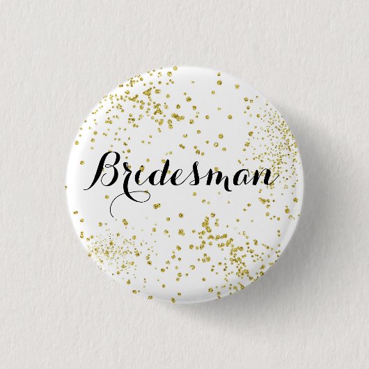 Cute Gold Glitter Bridesman Button (Voorkant)