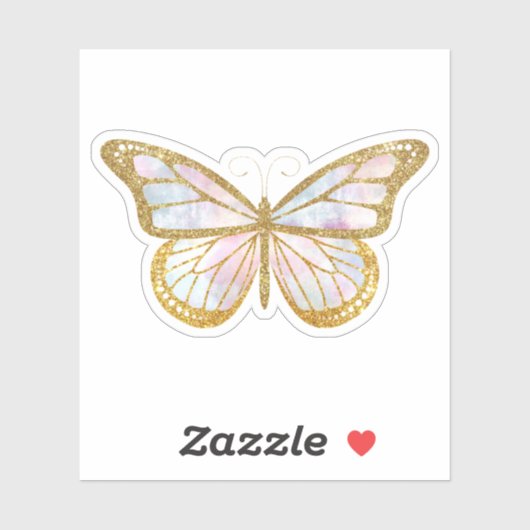 Cute Gold Glitter Butterfly Sticker (Vel)