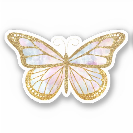 Cute Gold Glitter Butterfly Sticker (Voorkant)