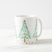 Cute Gold Glitter Confetti Kerstbomen Holiday Koffiemok (Voorkant rechts)