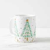 Cute Gold Glitter Confetti Kerstbomen Holiday Koffiemok (Voorkant links)