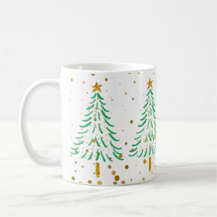 Cute Gold Glitter Confetti Kerstbomen Holiday Koffiemok