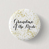 Cute Gold Glitter Grandma of the Bride Button (Voorkant)