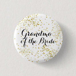 Cute Gold Glitter Grandma of the Bride Button