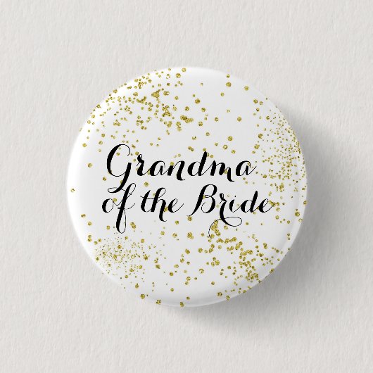 Cute Gold Glitter Grandma of the Bride Button (Voorkant)