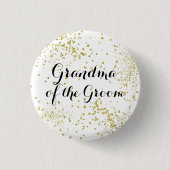 Cute Gold Glitter Grandma of the Groom Button (Voorkant)