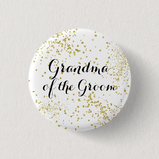 Cute Gold Glitter Grandma of the Groom Button (Voorkant)