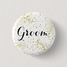 Cute Gold Glitter Groom Button