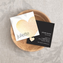 Cute Gold Glitter Heart Beauty Salon Square Vierkante Visitekaartje