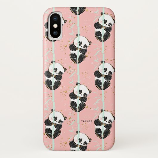 Cute Gold Glitter Kawaii Panda Pattern Case-Mate iPhone Case (Achterkant)