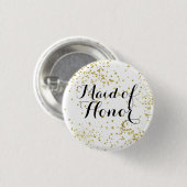 Cute Gold Glitter Maid of Honor Button (Voorkant /achterkant)