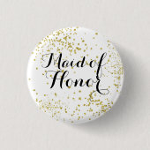 Cute Gold Glitter Maid of Honor Button (Voorkant)