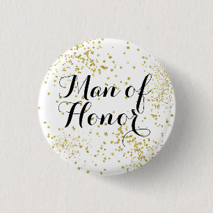 Cute Gold Glitter Man van Eer Ronde Button 3,2 Cm