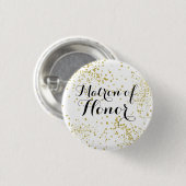 Cute Gold Glitter Matron of Honor Button (Voorkant /achterkant)