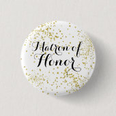 Cute Gold Glitter Matron of Honor Button (Voorkant)