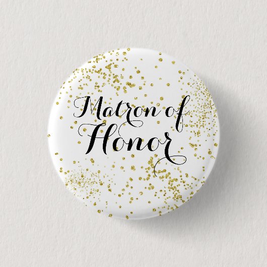 Cute Gold Glitter Matron of Honor Button (Voorkant)