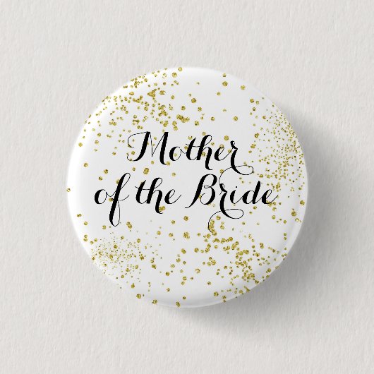 Cute Gold Glitter Moeder van de Bride Button (Voorkant)