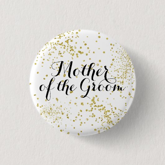 Cute Gold Glitter Moeder van de Groom Button (Voorkant)