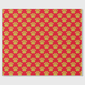 Cute Gold Glitter Paw Drukt Pet Lovers Red Cadeaupapier (Vlak)