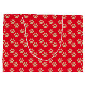 Cute Gold Glitter Paw Drukt Pet Lovers Red Groot Cadeauzakje (Achterkant)