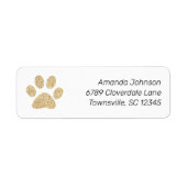 Cute Gold Glitter Paw Print Return-adres Etiket (Voorkant)