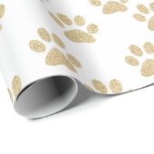 Cute Gold Glitter Paw Prints Pet Lovers Cadeaupapier (Rol Hoek)