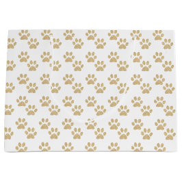 Cute Gold Glitter Paw Prints Pet Lovers Groot Cadeauzakje