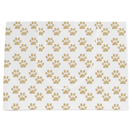 Cute Gold Glitter Paw Prints Pet Lovers Groot Cadeauzakje (Voorkant)