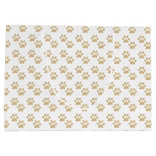 Cute Gold Glitter Paw Prints Pet Lovers Groot Cadeauzakje (Achterkant)