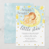 Cute Gold Glitter Twinkle Little Star Baby shower Kaart (Voorkant / Achterkant)