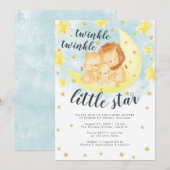 Cute Gold Glitter Twinkle Little Star Baby shower Kaart (Voorkant / Achterkant)